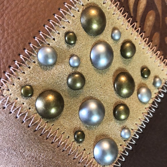 FOSSIL Journey patchwork Crossbody LEATHER Multi-Brown & Hardware Finishes NEW - Picture 8 of 16